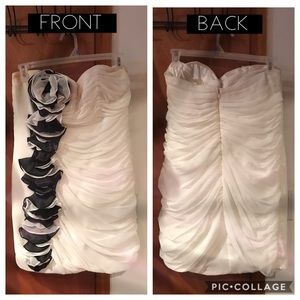 White dress w/ black & white flowers (worn once)